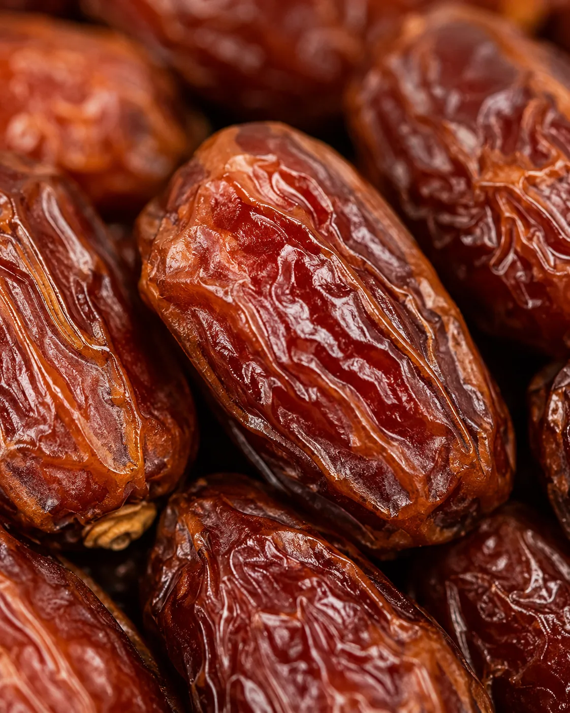 Medjool dates in close-up, hand-graded