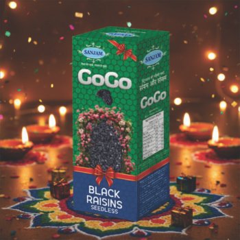 BLACK RAISINS SEEDLESS GOGO  EXTRA HEAVY HD PRIMIUM QUALITY    (250 GM BOX)